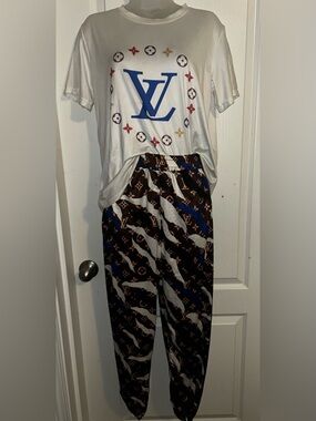 Monogram Lounge Set with Bold Blue Logo